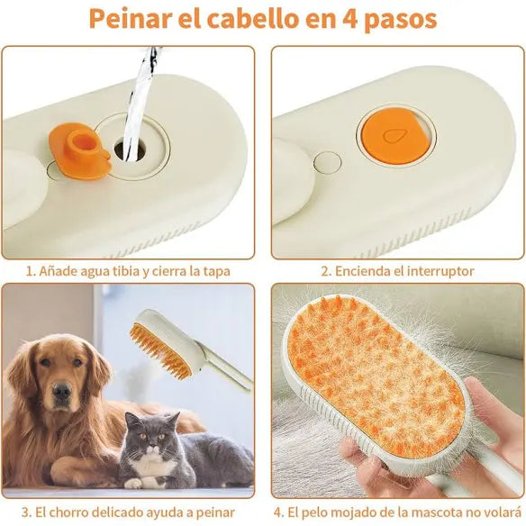 PetZone™ Cepillo de Vapor 3 en 1 Para mascotas