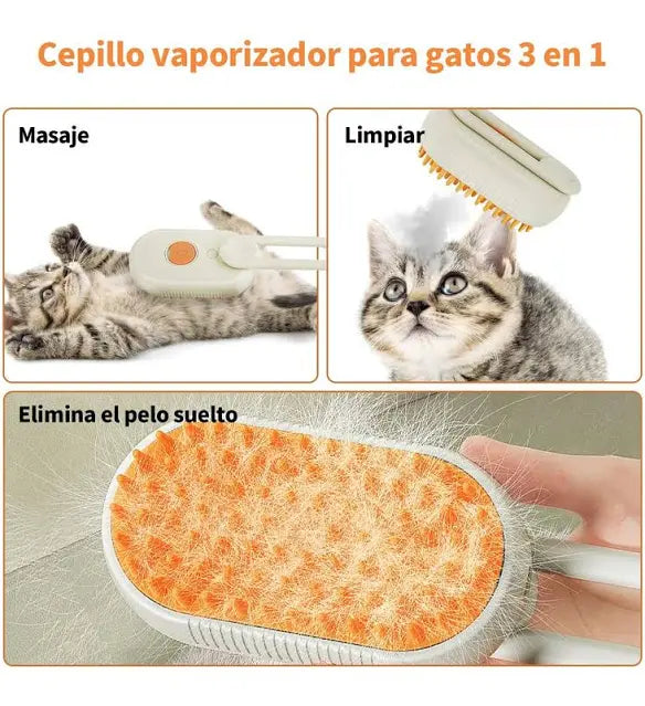 PetZone™ Cepillo de Vapor 3 en 1 Para mascotas